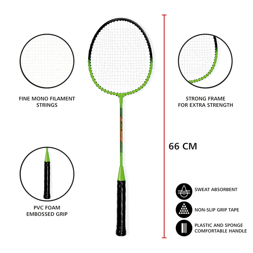 Volt Pro Rise Badminton Racket Set includes 2 lightweight badminton rackets and a convenient carry bag. Designed for beginners and casual players, it is suitable for comfortable indoor and outdoor practice and recreational play. Volt Pro Rise Badminton Racket Set includes 2 lightweight badminton rackets and a convenient carry bag. Designed for beginners and casual players, it is suitable for comfortable indoor and outdoor practice and recreational play.