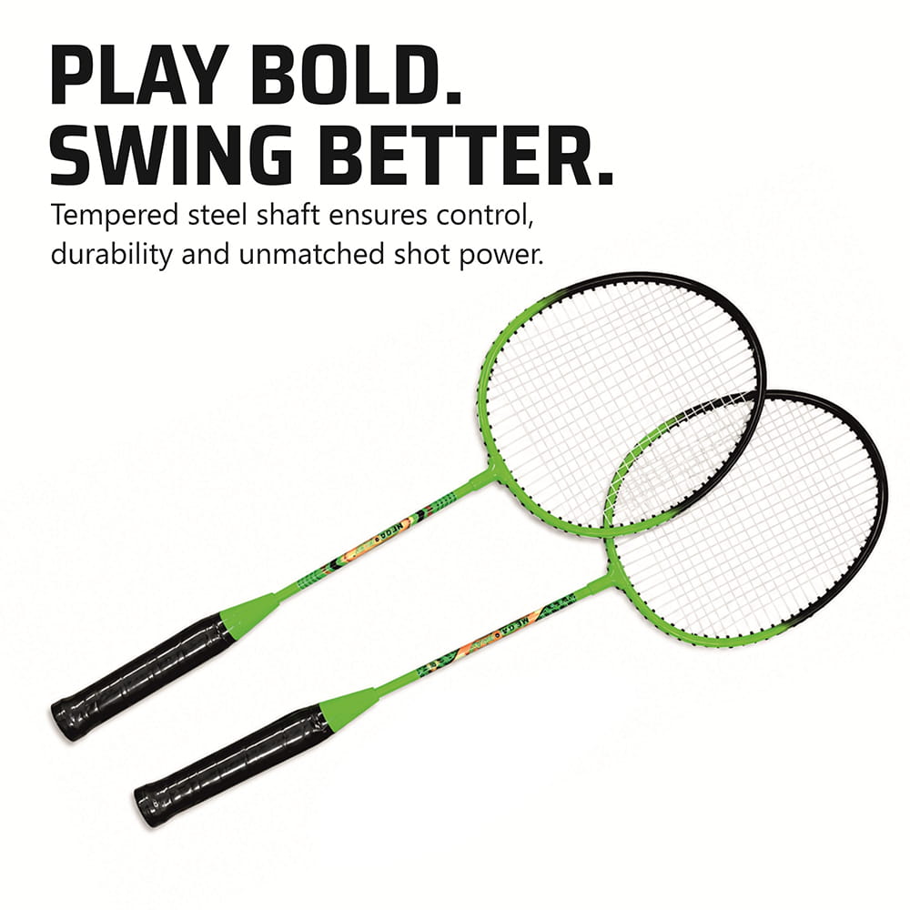 Volt Pro Rise Badminton Racket Set includes 2 lightweight badminton rackets and a convenient carry bag. Designed for beginners and casual players, it is suitable for comfortable indoor and outdoor practice and recreational play. Volt Pro Rise Badminton Racket Set includes 2 lightweight badminton rackets and a convenient carry bag. Designed for beginners and casual players, it is suitable for comfortable indoor and outdoor practice and recreational play.