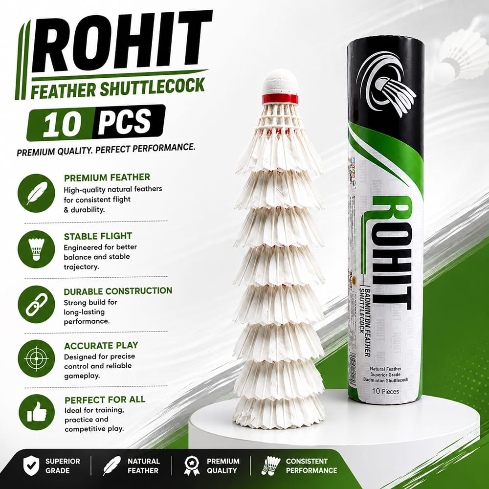 Volt Pro Rohit Feather Shuttlecocks are designed for regular badminton training and daily practice. They provide controlled flight and dependable handling, making them suitable for beginners, coaching sessions, and recreational play.