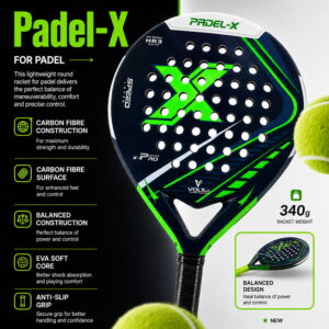 Volt Pro T-300 Carbon Fiber Padel is designed to deliver a balanced combination of power, control, and precision. With a durable carbon fiber surface and comfortable design, it is suitable for beginners and recreational players. Volt Pro T-300 Carbon Fiber Padel is designed to deliver a balanced combination of power, control, and precision. With a durable carbon fiber surface and comfortable design, it is suitable for beginners and recreational players.