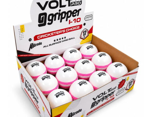 Volt Pro Gripper Seam Wind Ball is designed for swing and seam bowling practice. With a lightweight 90g construction and coloured seam, it is suitable for cricket training, coaching, and recreational play.