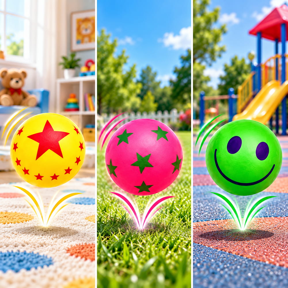 Enjoy active play with Hello Friends Bingo Balls, featuring premium designer rubber balls in a convenient 3-piece blister pack. Each ball is 2 inches in size and offers a fun bouncing experience for kids.