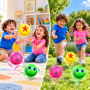Enjoy active play with Hello Friends Bingo Balls, featuring premium designer rubber balls in a convenient 3-piece blister pack. Each ball is 2 inches in size and offers a fun bouncing experience for kids.