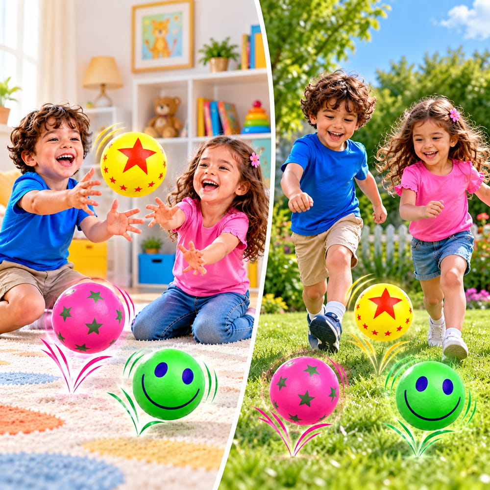 Enjoy active play with Hello Friends Bingo Balls, featuring premium designer rubber balls in a convenient 3-piece blister pack. Each ball is 2 inches in size and offers a fun bouncing experience for kids.