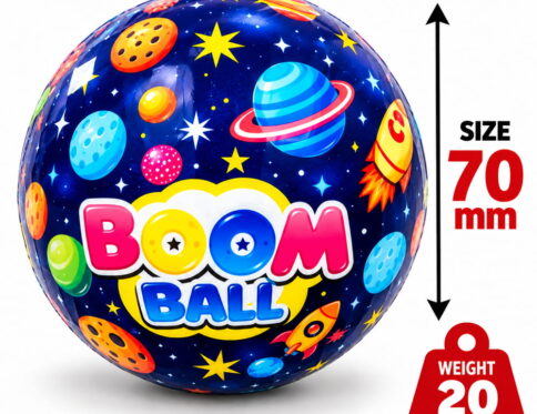 Hello Friends Boom Ball Lite features soft sponge balls designed for safe and fun play. Each ball weighs 20 g and measures 70 mm, with assorted designs in a pack of 12. Suitable for active indoor and outdoor play.