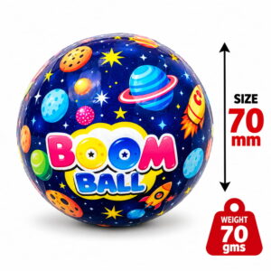 Hello Friends Boom Ball is a soft sponge ball designed for safe and fun play. It weighs 70 g and measures 70 mm, making it easy to handle for throwing, catching, bouncing, and active play.