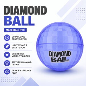Hello Friends Diamond Ball 6 Inch is a soft and durable PVC playground ball featuring an attractive 3D diamond pattern. Its lightweight design and good bounce make it suitable for kids' indoor and outdoor games.