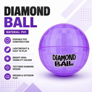 Hello Friends Diamond Ball 6 Inch is a soft and durable PVC playground ball featuring an attractive 3D diamond pattern. Its lightweight design and good bounce make it suitable for kids' indoor and outdoor games. Hello Friends Diamond Ball 6 Inch is a soft and durable PVC playground ball featuring an attractive 3D diamond pattern. Its lightweight design and good bounce make it suitable for kids' indoor and outdoor games.