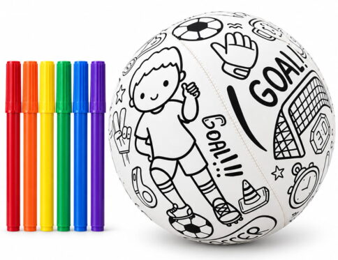 Hello Friends DIY Soccer Ball is an 8-inch creative activity ball available in 6 colors. Color it, play it, and love it while encouraging creativity through fun indoor and outdoor play. A fun activity and gift choice for children.