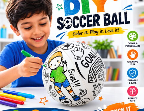 Hello Friends DIY Soccer Ball is an 8-inch creative activity ball available in 6 colors. Color it, play it, and love it while encouraging creativity through fun indoor and outdoor play. A fun activity and gift choice for children.