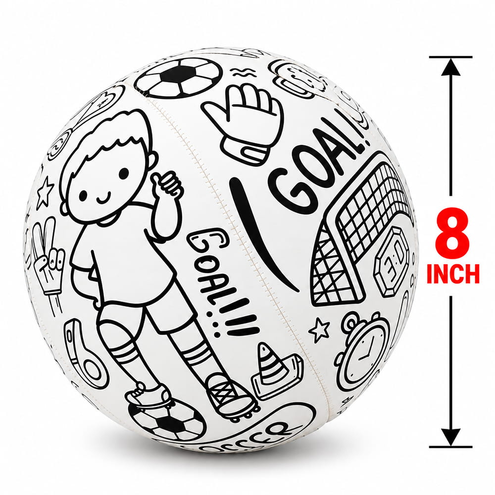 Hello Friends DIY Soccer Ball is an 8-inch creative activity ball available in 6 colors. Color it, play it, and love it while encouraging creativity through fun indoor and outdoor play. A fun activity and gift choice for children.