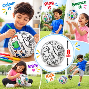 Hello Friends DIY Soccer Ball is an 8-inch creative activity ball available in 6 colors. Color it, play it, and love it while encouraging creativity through fun indoor and outdoor play. A fun activity and gift choice for children.