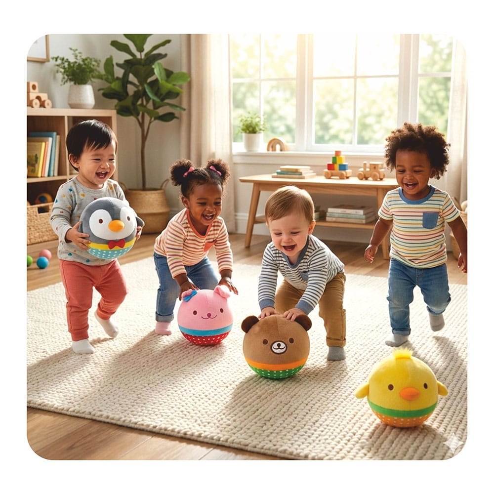Add a cute touch to playtime with the Hello Friends Fluffy Bear Bouncing Plush Ball. This 8-inch ball is soft, easy to handle, and made for gentle bouncing and active games. Comes with a pouch and air pump for convenient use.