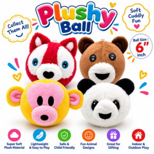 Enjoy playful moments with the Hello Friends Fluffy Panda Bouncing Plush Ball. Featuring a cute Panda design and 6-inch size, it is easy to handle for everyday games. Suitable for indoor and outdoor play, with a pouch and air pump included.