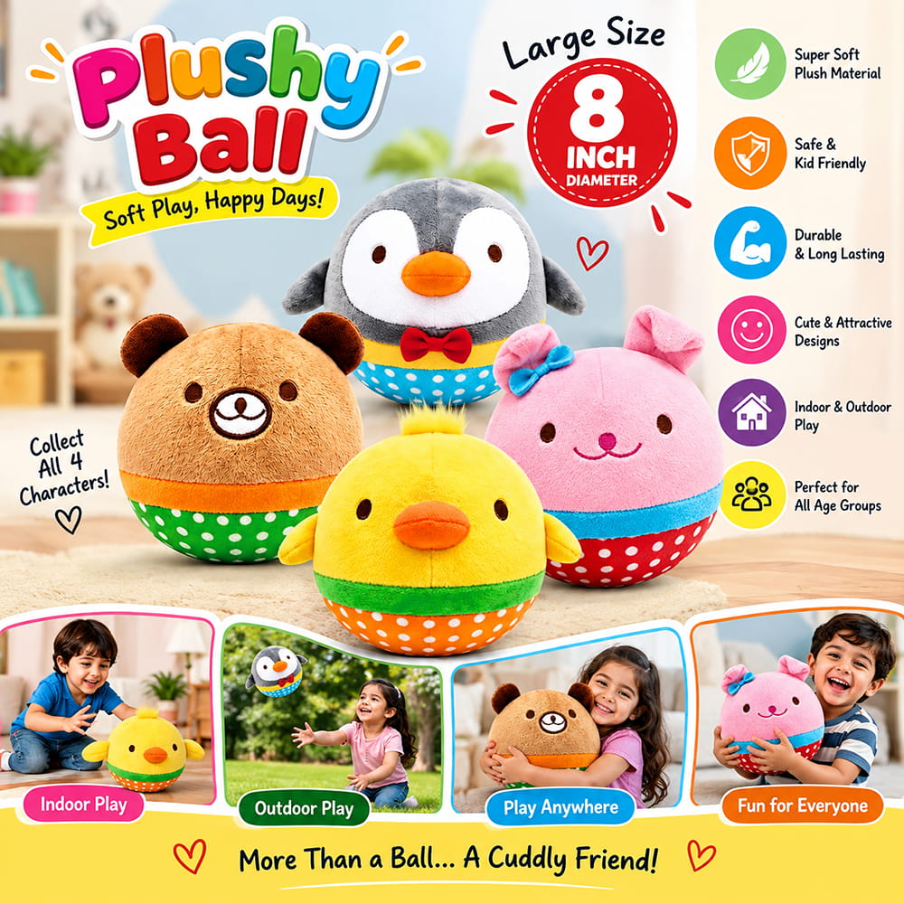 Hello Friends Fluffy Penguin Bouncing Plush Ball is an 8-inch soft play ball designed for fun and active play. Its cute Penguin design, gentle bounce, and easy-to-handle size make it suitable for indoor and outdoor activities. Includes a pouch and air pump. Hello Friends Fluffy Penguin Bouncing Plush Ball is an 8-inch soft play ball designed for fun and active play. Its cute Penguin design, gentle bounce, and easy-to-handle size make it suitable for indoor and outdoor activities. Includes a pouch and air pump.