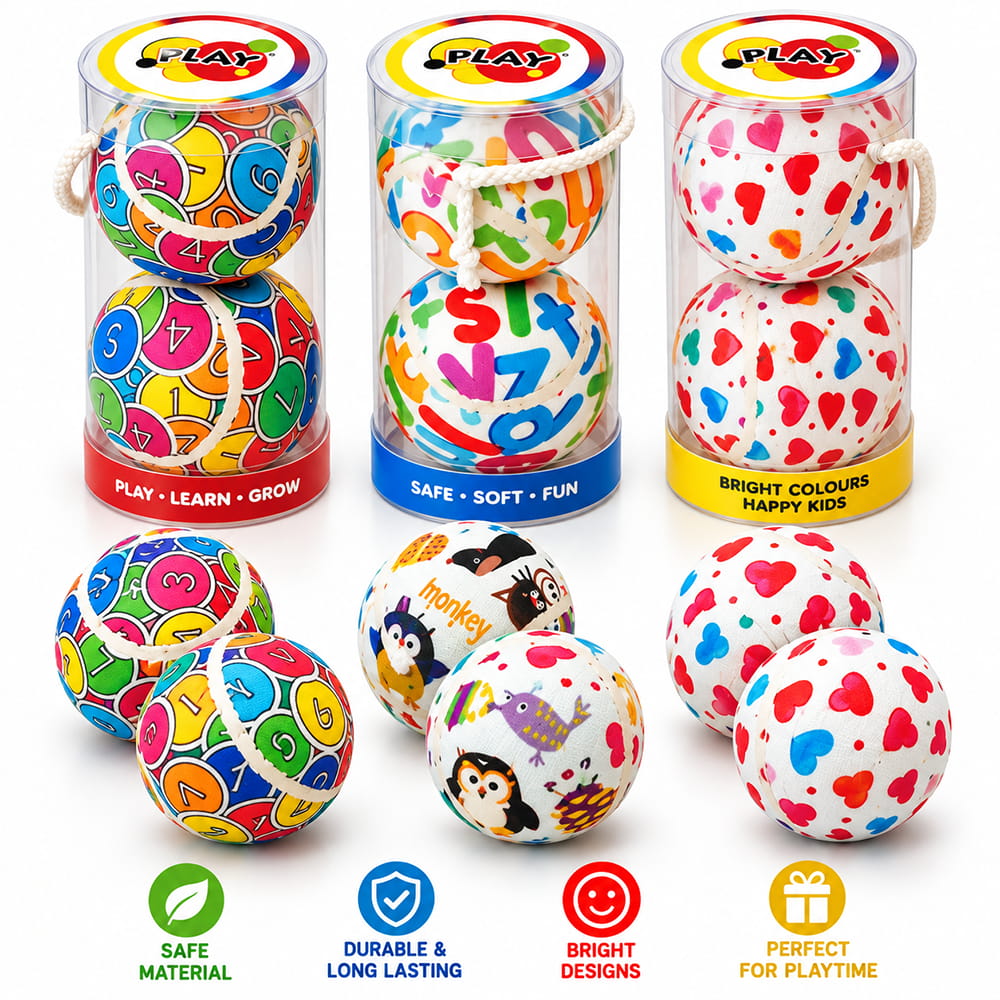 Hello Friends Fun Designer Printed Tennis Balls feature attractive prints and a 2.5-inch size that is easy to handle. The set includes 2 balls packed in a transparent tube for convenient storage and display. Hello Friends Fun Designer Printed Tennis Balls feature attractive prints and a 2.5-inch size that is easy to handle. The set includes 2 balls packed in a transparent tube for convenient storage and display.
