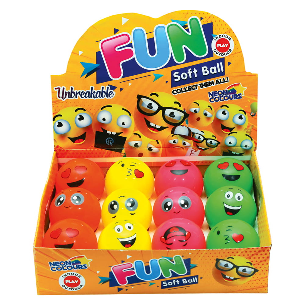 Make playtime more fun with Hello Friends Fun Emoji Balls featuring colourful emoji prints on soft PVC balls. Each ball measures 2.5 inches and the pack includes 24 pieces in a convenient PDQ box, ideal for fun and recreational play.