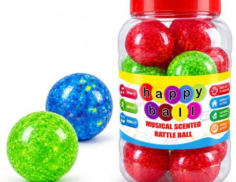 "Make playtime more engaging with the Hello Friends Happy Rattle Ball. These 2.5-inch balls feature a musical rattle design that produces sound when shaken or moved. The crystal-style design gives each ball an attractive and playful appearance. The 2.5-inch size makes the balls convenient to hold, shake and use during play. Made with non-toxic material, the balls are designed for comfortable everyday play. The pack includes 20 Happy Rattle Balls stored in a convenient Pet Jar for easy storage and display. Product Highlights: MUSICAL RATTLE: Fun sound during play CRYSTAL DESIGN: Attractive appearance 2.5-INCH SIZE: Easy to hold NON-TOXIC MATERIAL: Suitable for regular play 20-PIECE PACK: 20 balls included PET JAR: Easy storage and display"