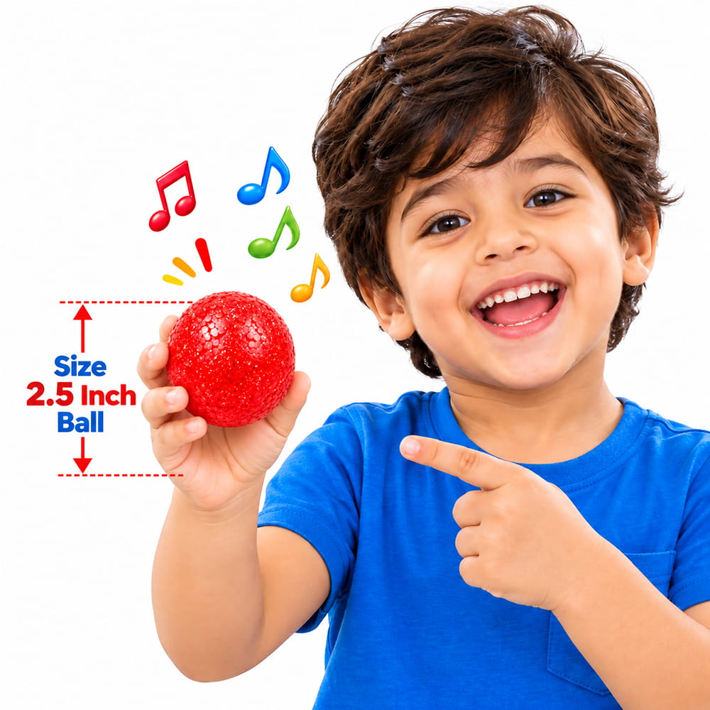 "Make playtime more engaging with the Hello Friends Happy Rattle Ball. These 2.5-inch balls feature a musical rattle design that produces sound when shaken or moved. The crystal-style design gives each ball an attractive and playful appearance. The 2.5-inch size makes the balls convenient to hold, shake and use during play. Made with non-toxic material, the balls are designed for comfortable everyday play. The pack includes 20 Happy Rattle Balls stored in a convenient Pet Jar for easy storage and display. Product Highlights: MUSICAL RATTLE: Fun sound during play CRYSTAL DESIGN: Attractive appearance 2.5-INCH SIZE: Easy to hold NON-TOXIC MATERIAL: Suitable for regular play 20-PIECE PACK: 20 balls included PET JAR: Easy storage and display"