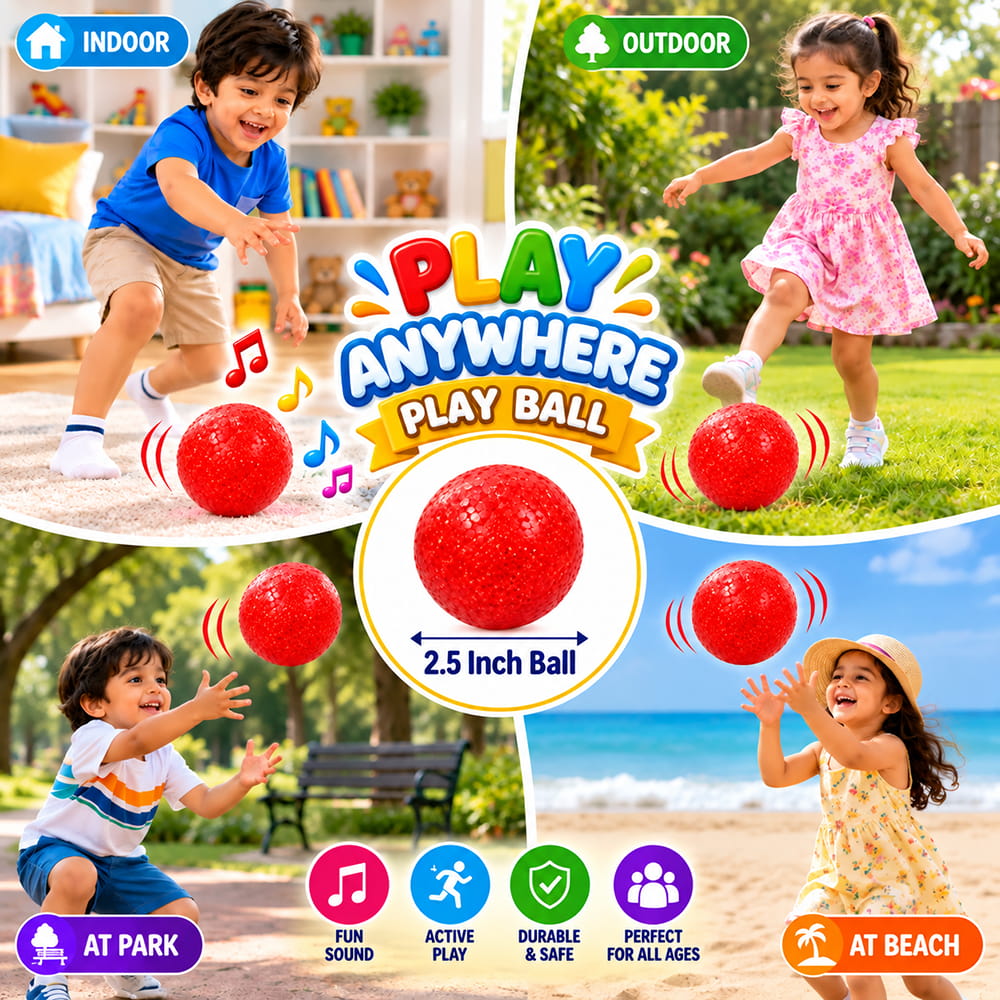 "Make playtime more engaging with the Hello Friends Happy Rattle Ball. These 2.5-inch balls feature a musical rattle design that produces sound when shaken or moved. The crystal-style design gives each ball an attractive and playful appearance. The 2.5-inch size makes the balls convenient to hold, shake and use during play. Made with non-toxic material, the balls are designed for comfortable everyday play. The pack includes 20 Happy Rattle Balls stored in a convenient Pet Jar for easy storage and display. Product Highlights: MUSICAL RATTLE: Fun sound during play CRYSTAL DESIGN: Attractive appearance 2.5-INCH SIZE: Easy to hold NON-TOXIC MATERIAL: Suitable for regular play 20-PIECE PACK: 20 balls included PET JAR: Easy storage and display"