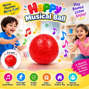 "Make playtime more engaging with the Hello Friends Happy Rattle Ball. These 2.5-inch balls feature a musical rattle design that produces sound when shaken or moved. The crystal-style design gives each ball an attractive and playful appearance. The 2.5-inch size makes the balls convenient to hold, shake and use during play. Made with non-toxic material, the balls are designed for comfortable everyday play. The pack includes 20 Happy Rattle Balls stored in a convenient Pet Jar for easy storage and display. Product Highlights: MUSICAL RATTLE: Fun sound during play CRYSTAL DESIGN: Attractive appearance 2.5-INCH SIZE: Easy to hold NON-TOXIC MATERIAL: Suitable for regular play 20-PIECE PACK: 20 balls included PET JAR: Easy storage and display"