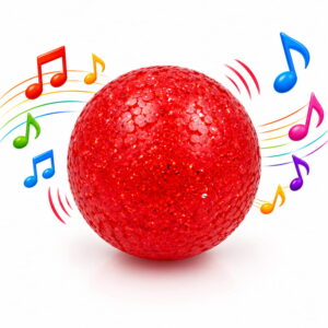Hello Friends Happy Rattle Ball is a 4-inch musical crystal ball designed to make a gentle rattling sound during play. The pack includes 1 piece.