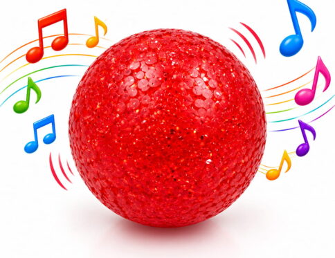 Hello Friends Happy Rattle Ball is a 4-inch musical crystal ball designed to make a gentle rattling sound during play. The pack includes 1 piece.