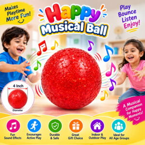 Hello Friends Happy Rattle Ball is a 4-inch musical crystal ball designed to make a gentle rattling sound during play. The pack includes 1 piece. Hello Friends Happy Rattle Ball is a 4-inch musical crystal ball designed to make a gentle rattling sound during play. The pack includes 1 piece.