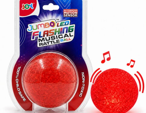 Hello Friends Jumbo LED Flashing Musical Rattle Ball is a 4-inch interactive play ball with motion sensor lights and sound. Its colourful flashing effect and musical feature make playtime more engaging. Comes in a convenient 1-piece blister pack.
