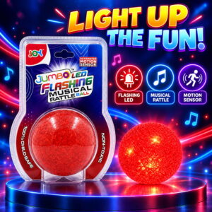 Hello Friends Jumbo LED Flashing Musical Rattle Ball is a 4-inch interactive play ball with motion sensor lights and sound. Its colourful flashing effect and musical feature make playtime more engaging. Comes in a convenient 1-piece blister pack. Hello Friends Jumbo LED Flashing Musical Rattle Ball is a 4-inch interactive play ball with motion sensor lights and sound. Its colourful flashing effect and musical feature make playtime more engaging. Comes in a convenient 1-piece blister pack.