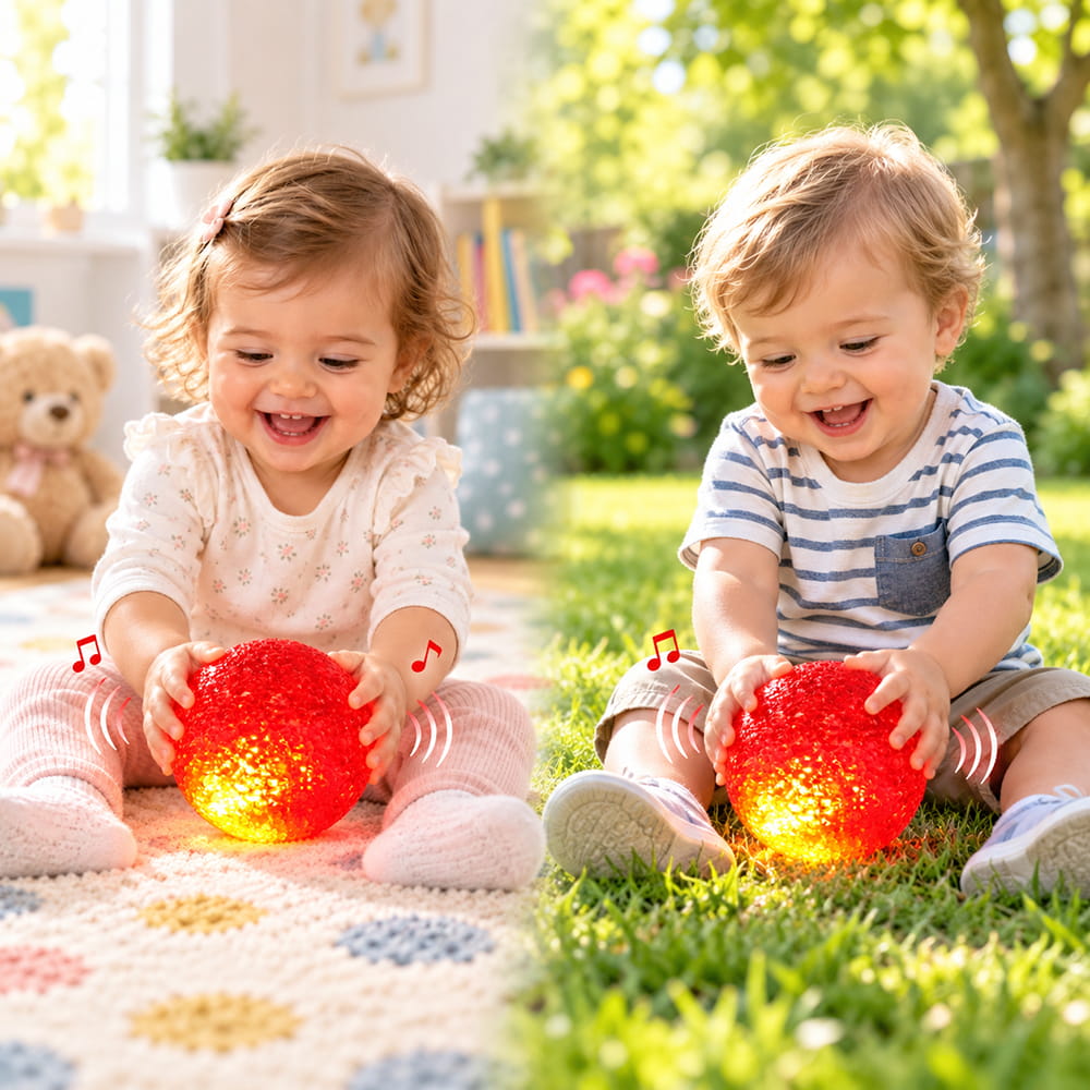 Hello Friends Jumbo LED Flashing Musical Rattle Ball is a 4-inch interactive play ball with motion sensor lights and sound. Its colourful flashing effect and musical feature make playtime more engaging. Comes in a convenient 1-piece blister pack. Hello Friends Jumbo LED Flashing Musical Rattle Ball is a 4-inch interactive play ball with motion sensor lights and sound. Its colourful flashing effect and musical feature make playtime more engaging. Comes in a convenient 1-piece blister pack.