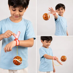Hello Friends Rebound Ball Return Ball Yo-Yo features a 2.5-inch tennis-style ball attached to a string and strap for catching, bouncing, and throwing practice. The connected design allows repeated return play and makes it a fun choice for kids, active play, and outdoor recreation.
