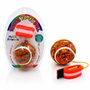 Hello Friends Rebound Ball Return Ball Yo-Yo features a 2.5-inch tennis-style ball attached to a string and strap for catching, bouncing, and throwing practice. The connected design allows repeated return play and makes it a fun choice for kids, active play, and outdoor recreation.