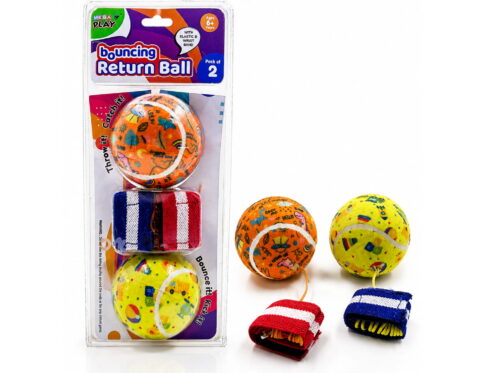 Hello Friends Rebound Ball Return Ball Yo-Yo features a 2.5-inch tennis-style ball attached to a string and strap for catching, bouncing, and throwing practice. The connected design allows repeated return play and makes it a fun choice for kids, active play, and outdoor recreation.