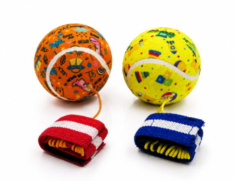 Hello Friends Rebound Ball Return Ball Yo-Yo features a 2.5-inch tennis-style ball attached to a string and strap for catching, bouncing, and throwing practice. The connected design allows repeated return play and makes it a fun choice for kids, active play, and outdoor recreation.