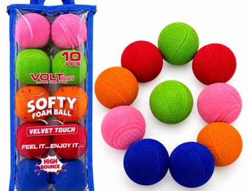 Enjoy soft and bouncy play with Hello Friends Softy Foam Balls. These 2-inch foam balls feature a smooth velvet touch, soft and spongy feel, high bounce and bright neon colours. Includes 10 balls.
