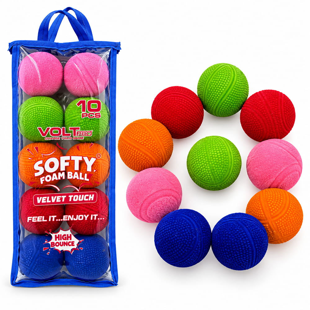 Enjoy soft and bouncy play with Hello Friends Softy Foam Balls. These 2-inch foam balls feature a smooth velvet touch, soft and spongy feel, high bounce and bright neon colours. Includes 10 balls.