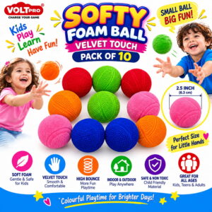 Enjoy soft and bouncy play with Hello Friends Softy Foam Balls. These 2-inch foam balls feature a smooth velvet touch, soft and spongy feel, high bounce and bright neon colours. Includes 10 balls.