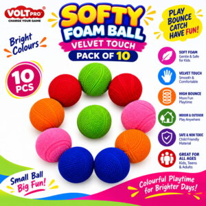 Enjoy soft and bouncy play with Hello Friends Softy Foam Balls. These 2-inch foam balls feature a smooth velvet touch, soft and spongy feel, high bounce and bright neon colours. Includes 10 balls.