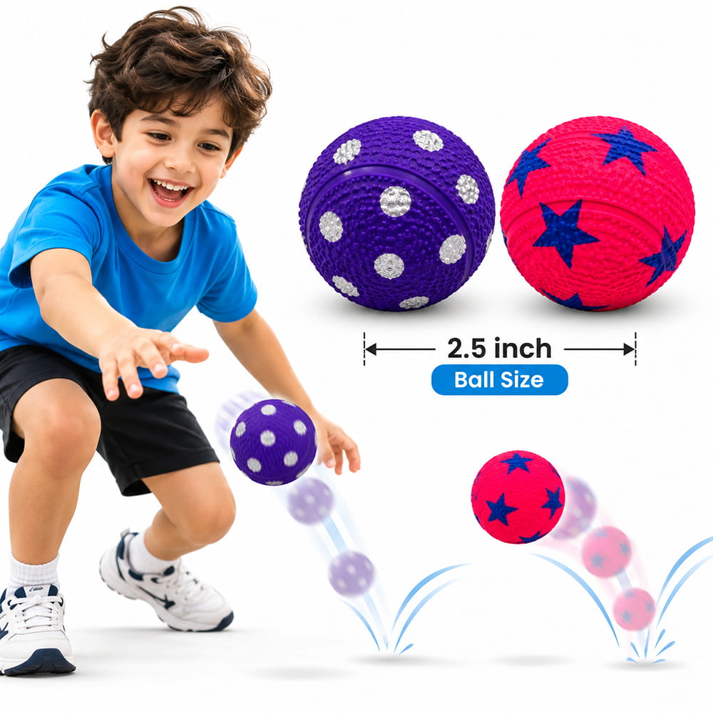 Hello Friends Twin Pack Catchy Bouncing Balls features two 2.5-inch designer balls made for fun bouncing and active play. The attractive design and easy-to-handle size make them suitable for kids, family games, parties, gifting, and everyday recreational activities.