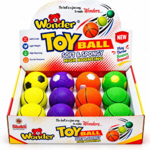 Make playtime more fun with Hello Friends Wonder Toy Balls. These 2.5-inch soft and spongy bouncing balls come in football and basketball designs, packed as 12 pieces in a convenient PDQ box.