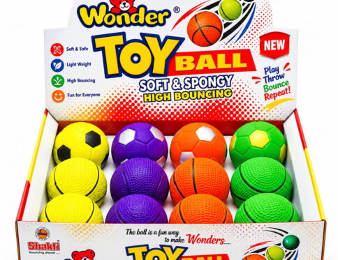 Make playtime more fun with Hello Friends Wonder Toy Balls. These 2.5-inch soft and spongy bouncing balls come in football and basketball designs, packed as 12 pieces in a convenient PDQ box.