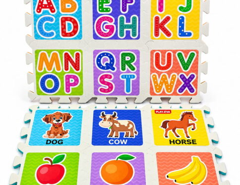 Play Eva Alphabet & Numbers Puzzle is an educational EVA foam activity set designed for children aged 3 years and above. With 46 pieces and 24 tiles, each measuring 4 x 4 inches and 8mm thick, it features easy-to-handle cut-outs for fun and interactive learning.