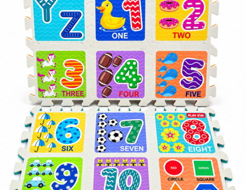 Play Eva Alphabet & Numbers Puzzle is an educational EVA foam activity set designed for children aged 3 years and above. With 46 pieces and 24 tiles, each measuring 4 x 4 inches and 8mm thick, it features easy-to-handle cut-outs for fun and interactive learning.