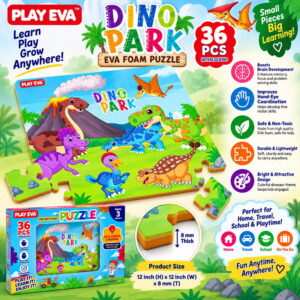 Educational and fun UV Printed Interlocking Puzzle designed for screen-free play. Made with non-toxic and child-safe materials, it includes 36 pieces and measures 12 x 12 inches. A fun activity for children to enjoy while developing concentration and problem-solving skills.