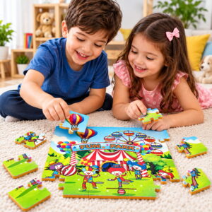 Educational and fun UV Printed Interlocking Puzzle designed for screen-free play. Made with non-toxic and child-safe materials, it includes 36 pieces and measures 12 x 12 inches. A fun activity for children to enjoy while developing concentration and problem-solving skills.