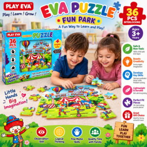 Educational and fun UV Printed Interlocking Puzzle designed for screen-free play. Made with non-toxic and child-safe materials, it includes 36 pieces and measures 12 x 12 inches. A fun activity for children to enjoy while developing concentration and problem-solving skills.