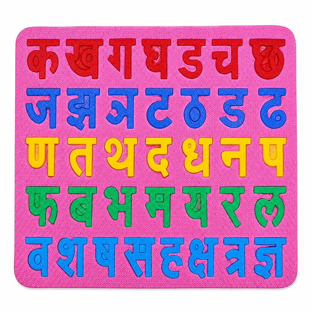 Play Eva Hindi Varnmala EVA Foam Sheet is a 12x12-inch educational foam sheet with 10 mm thickness, designed for Hindi alphabet learning and creative activities. Play Eva Hindi Varnmala EVA Foam Sheet is a 12x12-inch educational foam sheet with 10 mm thickness, designed for Hindi alphabet learning and creative activities.