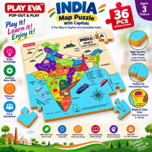 Educational and fun UV Printed Interlocking Puzzle designed for screen-free play. Made with non-toxic and child-safe materials, it includes 36 pieces and measures 12 x 12 inches. A fun activity for children to enjoy while developing concentration and problem-solving skills.