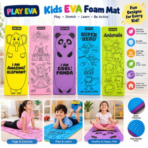 Play Eva Kids Activity Mat is designed for fun, active, and learning activities. Featuring a Pro Grip anti-skid surface, it provides a stable base during play and activities. The mat measures 72 x 24 inches with a 4 mm thickness.